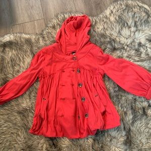 Free people red hoodie jacket